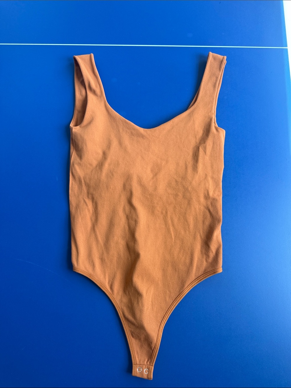 Women's Free People Scoop Neck One-Piece Bodysuit in Rust Orange XS/S
